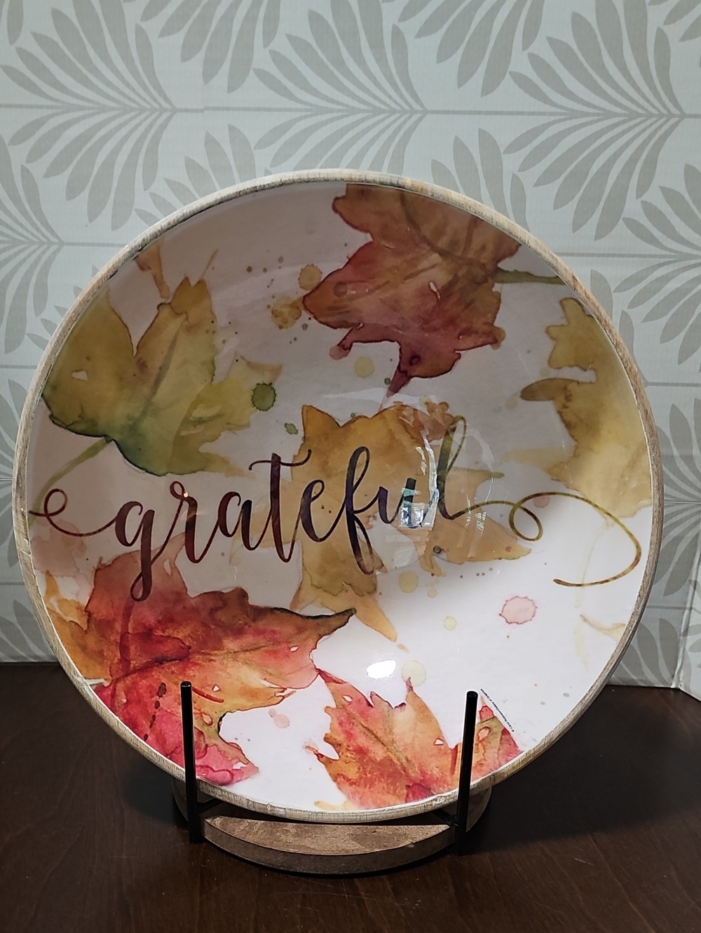 NWT Thirstystone Grateful Fall Mango Wood Serving Bowl